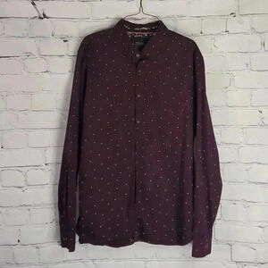 Cactus Man Shirt Men Slim Size‎ XLarge Long Sleeve Button Up Flip Cuff Polka Dot